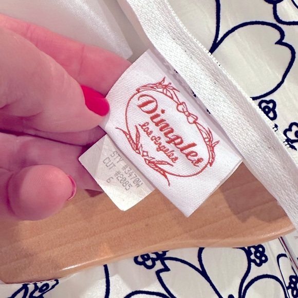 Dimples Dress White with Black Flocked Floral Design and Moveable Flower - Picture 9 of 9